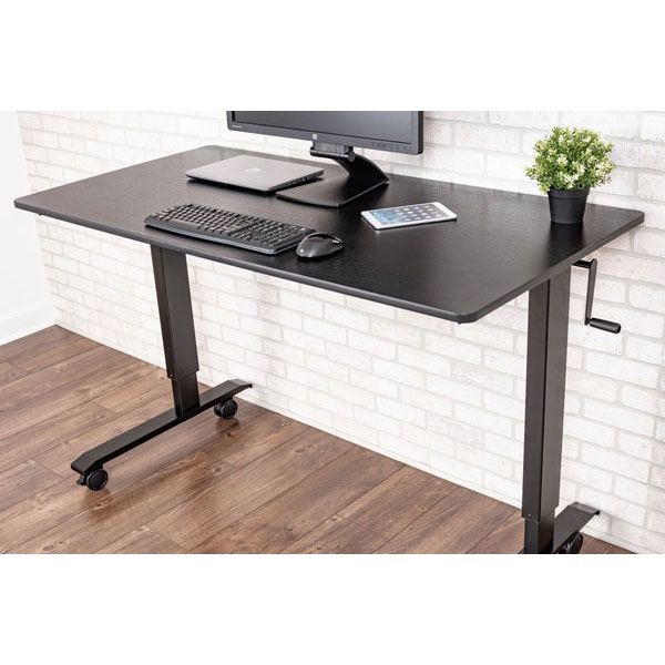 Luxor 60" High Speed Crank Adjustable Stand Up Desk - Black Frame