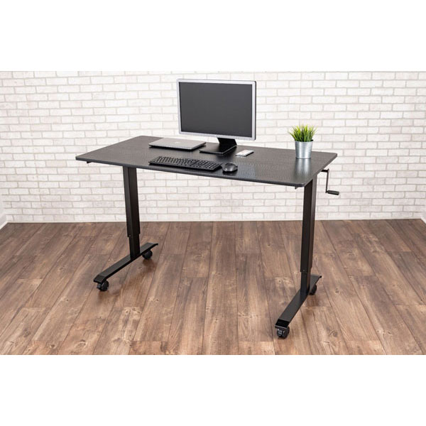 Luxor 60" High Speed Crank Adjustable Stand Up Desk - Black Frame