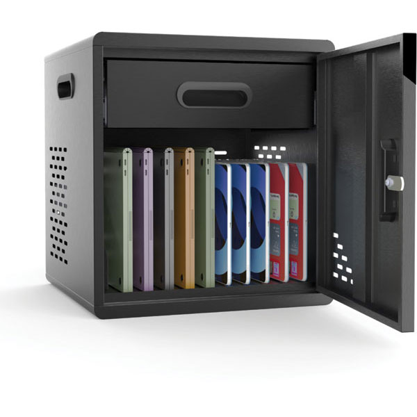 Modular Charging Cabinet Bundle for Chromebooks/Tablets - 4x Cabinets + Double Cart + Push Handle