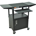 Height Adjustable Steel Cart with Locking Cabinet and Drop Leaf Shelves