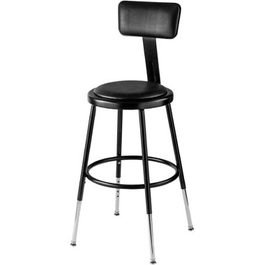 19"-27"H Adjustable Stool with Padded Back and Seat