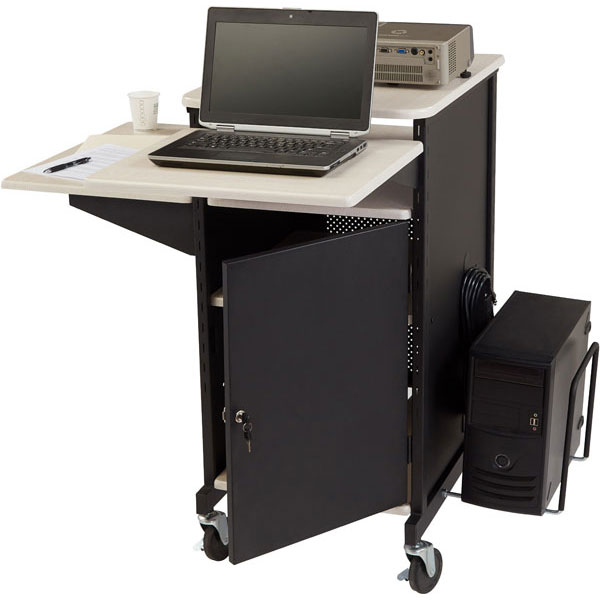 OKS Jumbo Presentation Cart with Side Shelf and Electrical