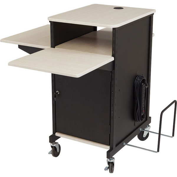 OKS Jumbo Presentation Cart with Side Shelf and Electrical