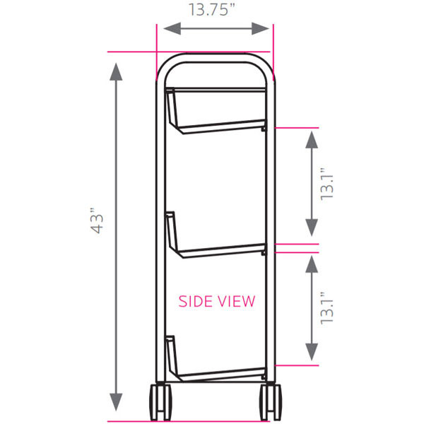 Smith System Book Truck with 3 Sloping Shelves