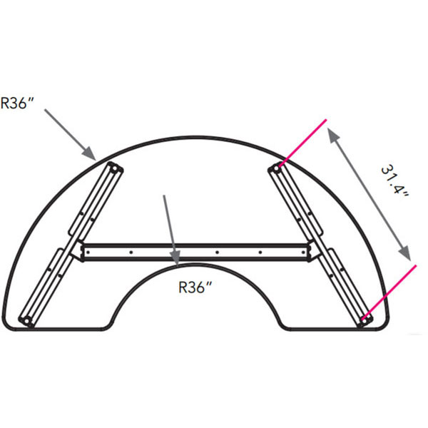 Planner Half Moon Activity Table 72"W x 36"D