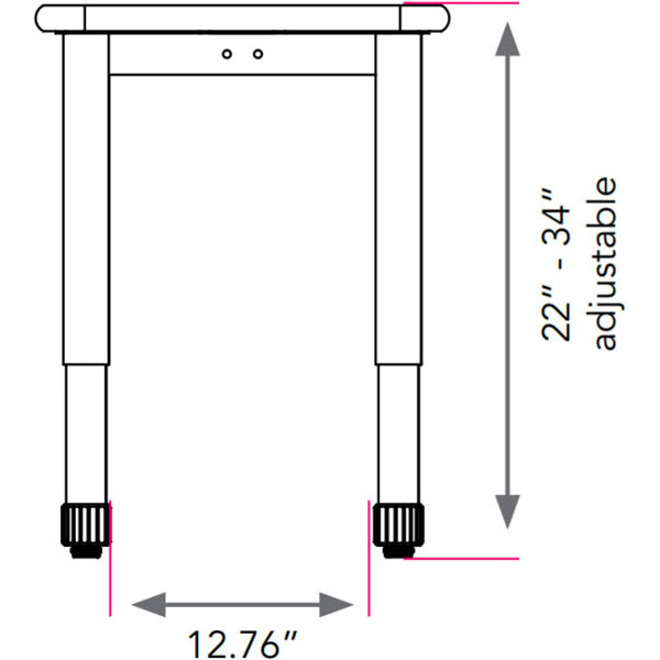 Smith System Interchange Trespa TopLab Plus Science Table - 54"W x 20"D x 21.25"-33.25"H