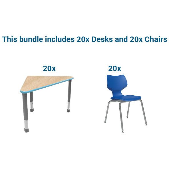 Interchange Wing Desk Bundle - Twenty Desks + Twenty 18" Flavors Chairs by Smith System