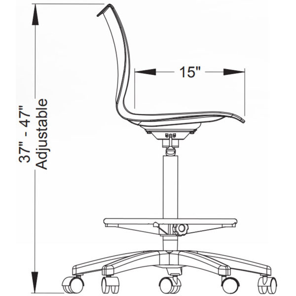 Groove Adjustable Stool with Glides