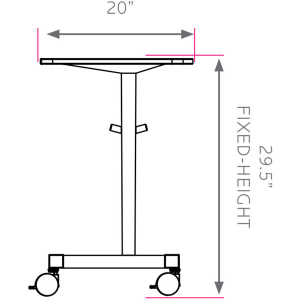 Silhouette Student Desk - Fixed Height With Casters - 27"W x 20"D x 29.5"H