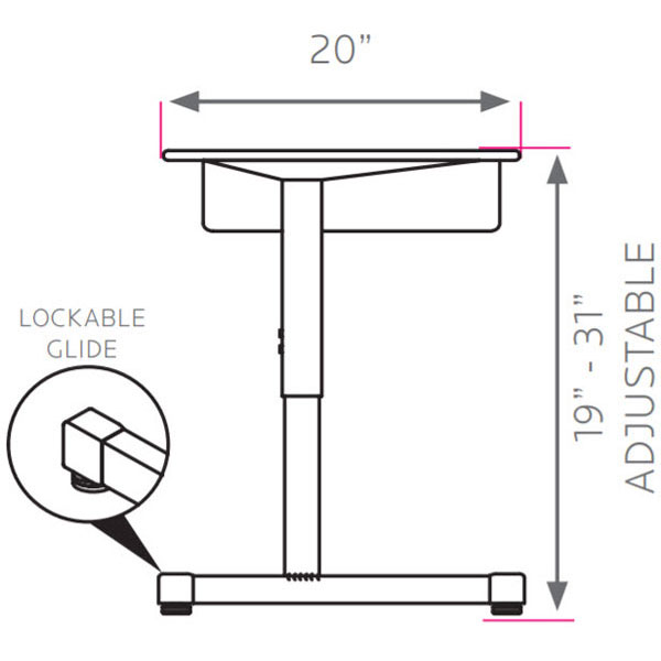 Silhouette Student Desk - Adjustable Height - 27"W x 20"D x 19"-31"H