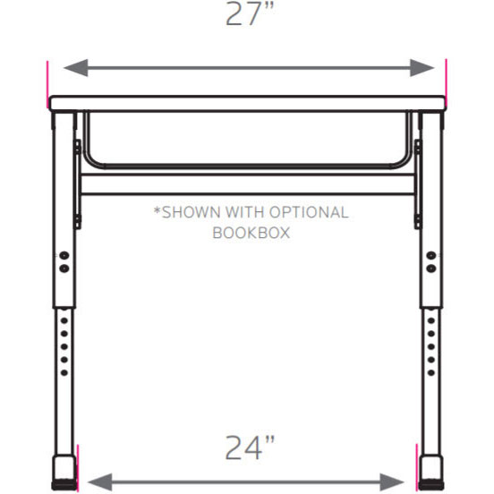 Silhouette Student Desk - Adjustable Height - 27"W x 20"D x 19"-31"H