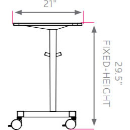 Silhouette Curve Student Desk - Fixed Height With Casters - 29.5"H x 29"W x 21"D