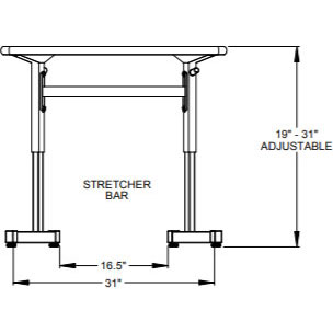 Silhouette Arc Desk - Adjustable Height - 19"-31"H x 35"W x 22"D