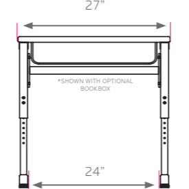 Silhouette Student Desk - Adjustable Height - 30"W x 24"D x 22"-34"H