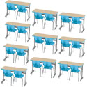 Silhouette Student Desk Bundle - Ten Double Desks + Twenty Flavors Chairs by Smith System