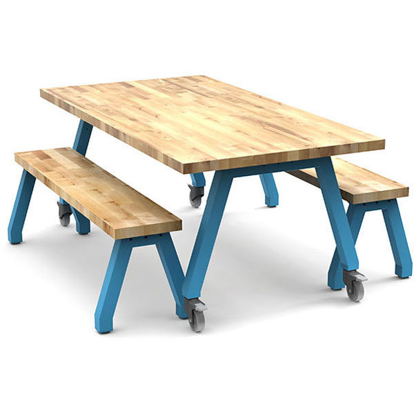 58"W Planner Studio Single Bench with Butcher Block Seat