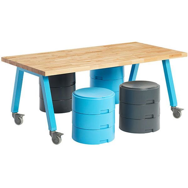 Butcher Block Top Planner Studio Table with Casters - 72"W x 36"D x 29"H