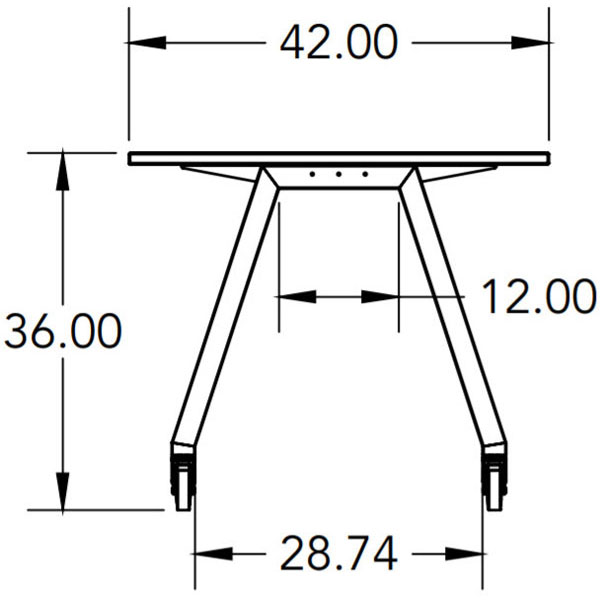 Smith System Planner Studio Table with Glides - 48"W x 42"D x 36"H