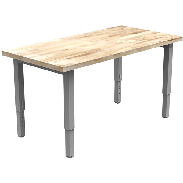 Smith System Planner Studio Adjustable Height Butcher Block Top Table with Glides - 60"W x 30"D x 29"-40"H