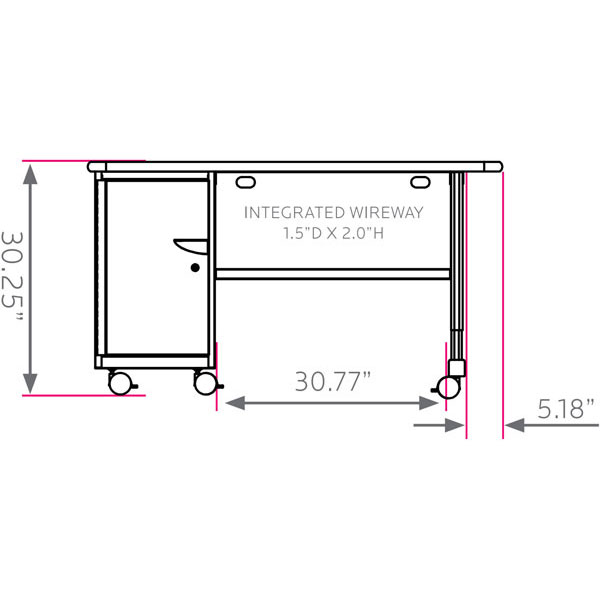 Smith System Cascade Teacher Desk - Single Left-Hand Cabinet with Door and 6 Small Standard Width (SW) Totes