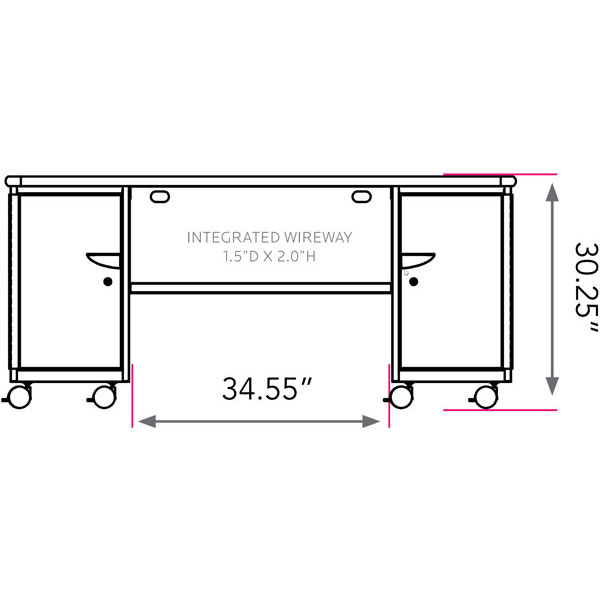 Smith System Cascade Teacher Desk - Double Cabinet with Door and 4 Small and 2 Large Standard Width (SW) Totes