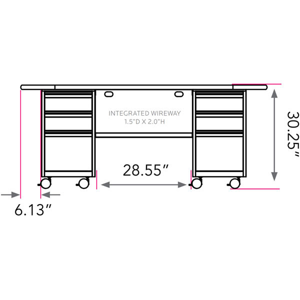 Smith System Cascade Teacher Desk - Double Bullet Cabinet with 2 Box/Box/File Drawers