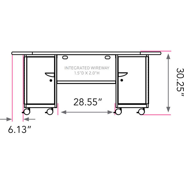 Smith System Cascade Teacher Desk - Double Bullet Cabinet with Door and 12 Small Standard Width (SW) Totes