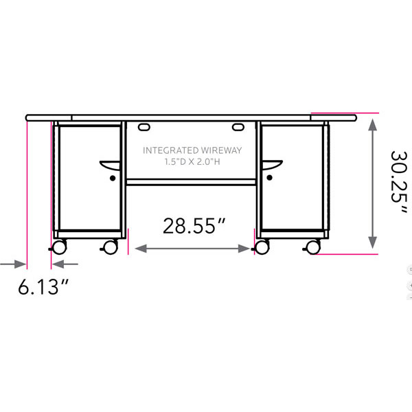 Smith System Cascade Teacher Desk - Double Bullet Cabinet with Doors and 4 Small & 2 Large Standard Width (SW) Totes