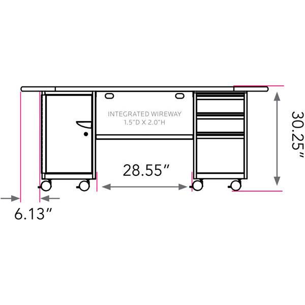 Smith System Cascade Teacher Desk - Double Bullet Cabinet with Door and 6 Small Standard Width (SW) Totes and Box/Box/File Drawers