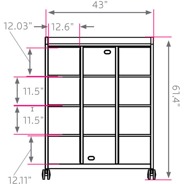 Smith System Cascade Mega-Tower with 12 Cubbies and Casters