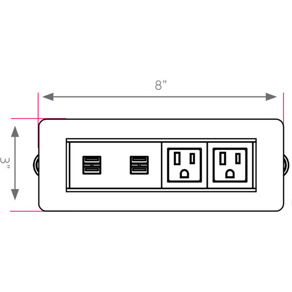 Smith System 017086 Flat Surface Power Module - 2 Power Outlets & 4 USB Ports