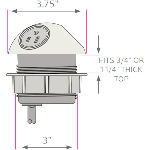 Smith System 017078 Soft Touch Dome Power Module - 3 Power Outlets