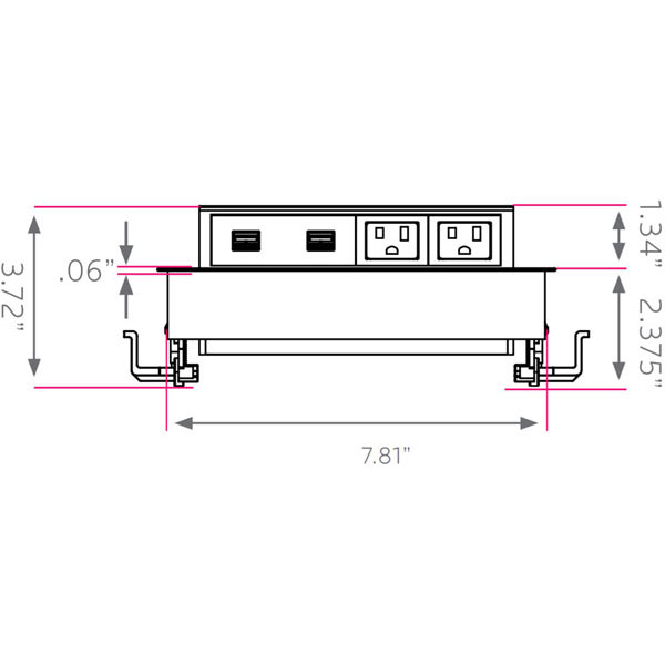 Smith System 017085 Retractable Surface Power Module - 2 Power Outlets & 4 USB Ports