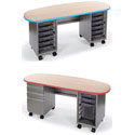 Cascade Teacher Bullet Desk with Double Pedestals by Smith System