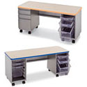 Cascade Teacher Desk with Open Double Pedestals by Smith System